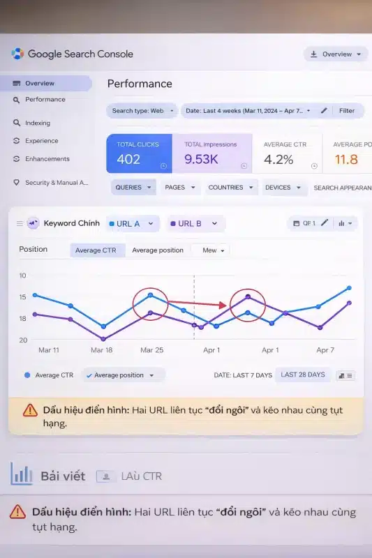 nhận biết dựa vào google search console
