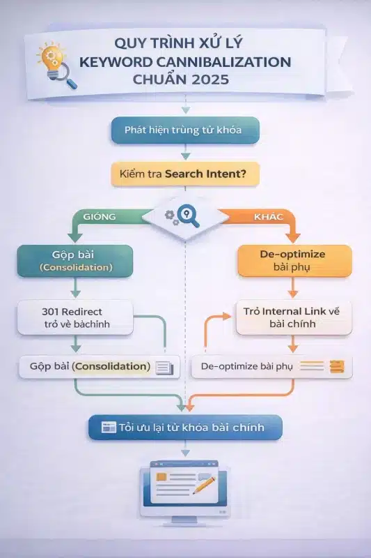 Quy trình xử lý Keyword Cannibalization chuẩn 2026