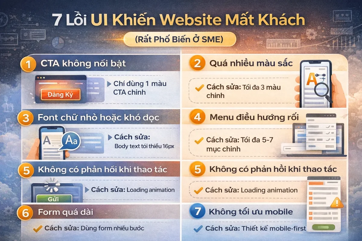7 Lỗi UI Khiến Website Mất Khách (Rất Phổ Biến Ở SME)