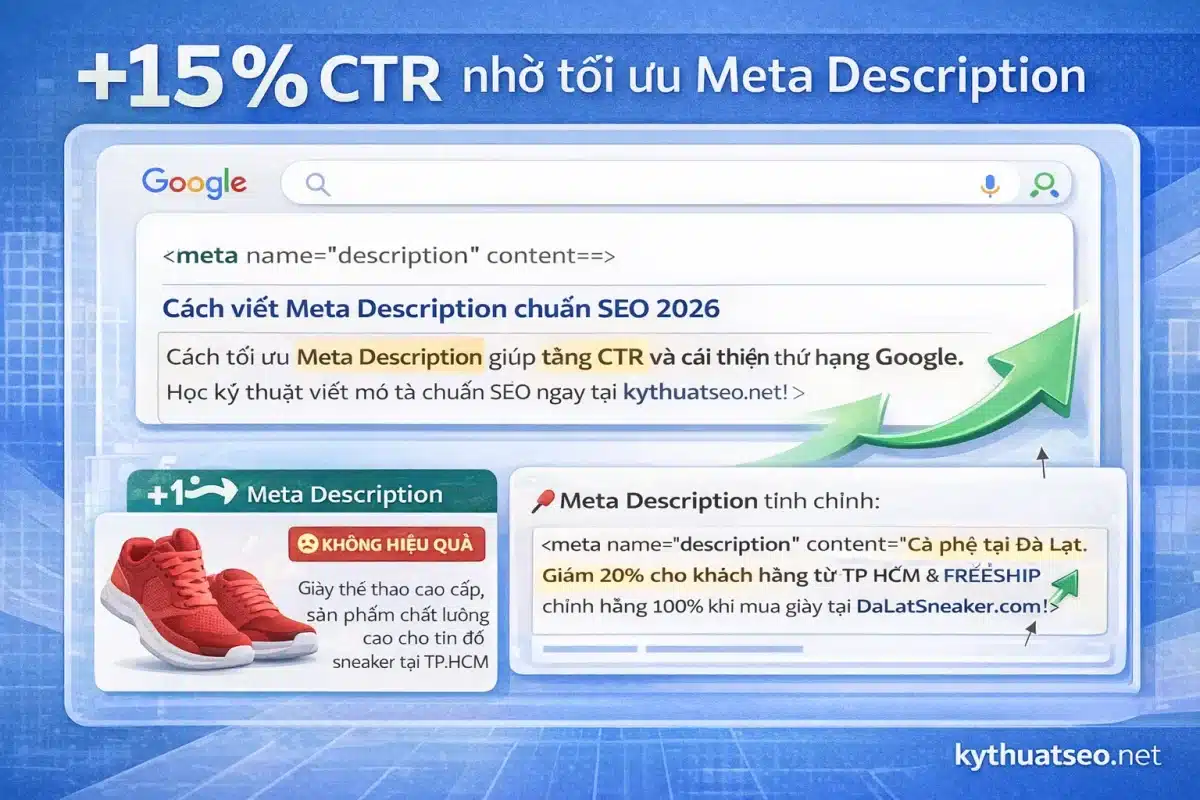 Meta Description L&agrave; G&igrave;? C&aacute;ch Viết Chuẩn SEO 2026 Để Tăng CTR Tr&ecirc;n Google