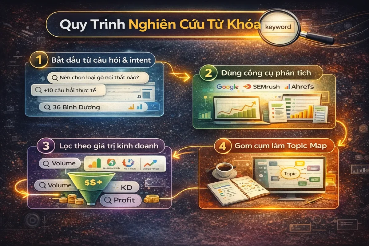 Quy trình nghiên cứu từ khóa chuẩn 2026