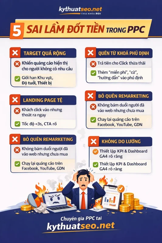 5 sai lầm “đốt tiền” phổ biến trong PPC