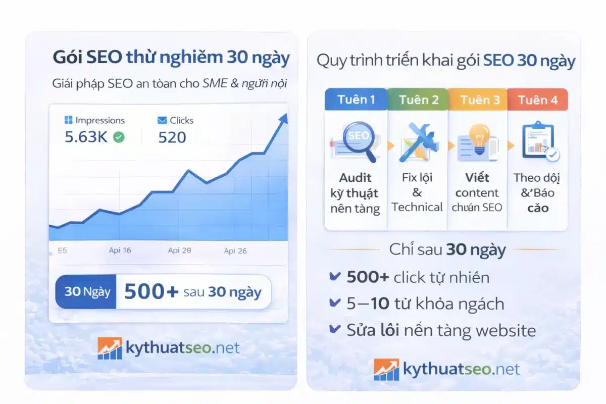 G&oacute;i SEO thử nghiệm 30 ng&agrave;y &ndash; d&agrave;nh cho người chưa từng l&agrave;m SEO
