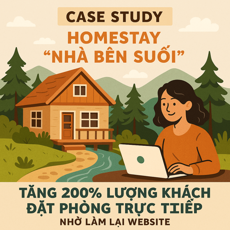 Case Study: Homestay &#8220;Nhà Bên Suối&#8221; Tăng 200% Lượng Khách Đặt Phòng Trực Tiếp Nhờ Làm Lại Website
