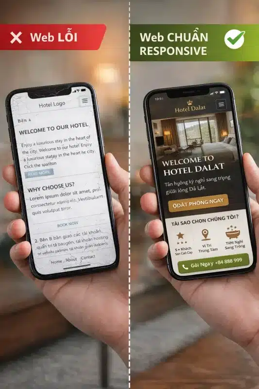 so sanh web lỗi và web responsive