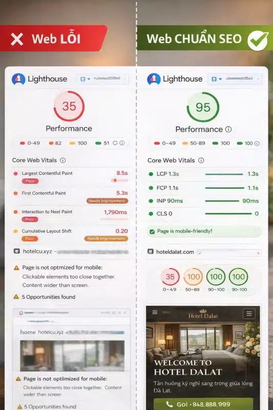 web tốc độ cao và web lỗi