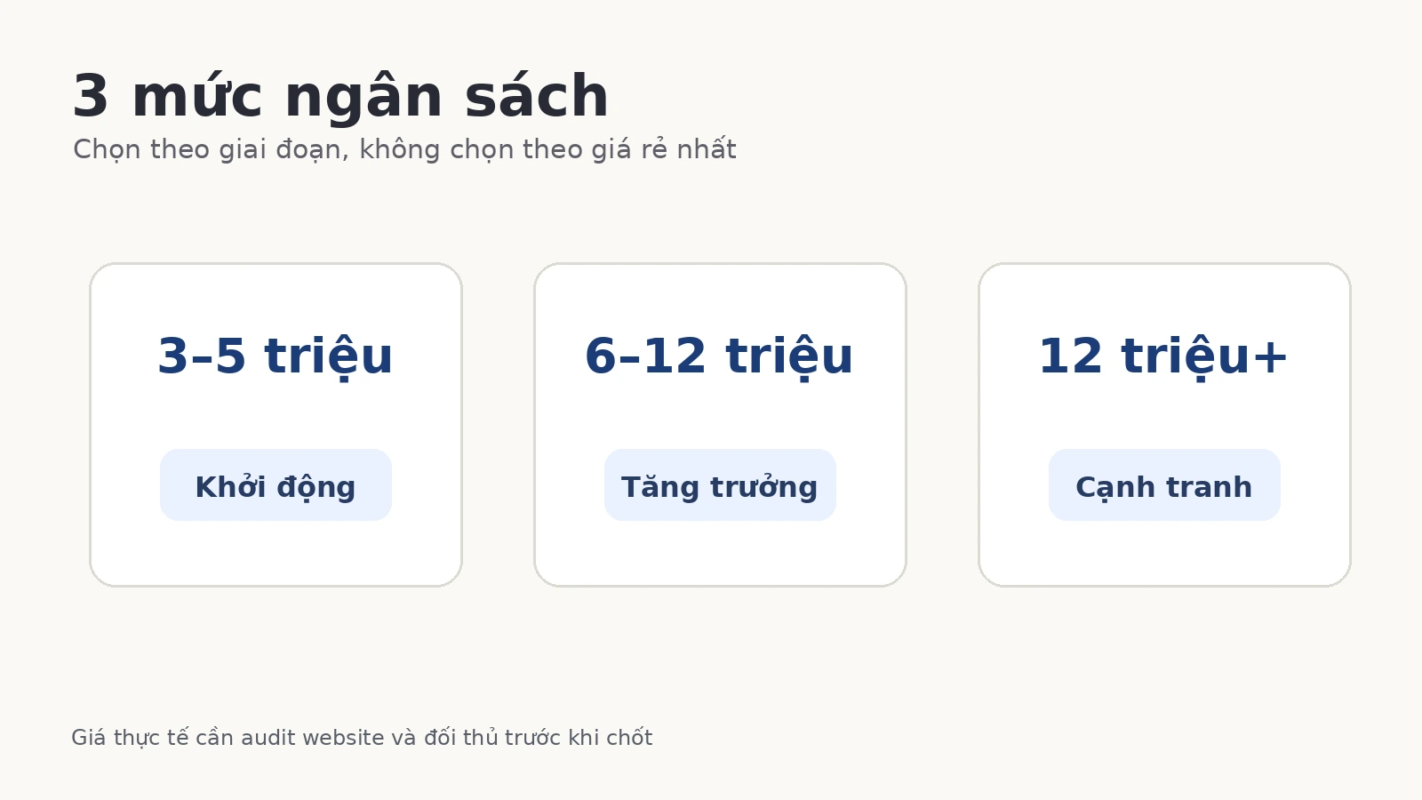 Các mức ngân sách SEO theo phạm vi triển khai