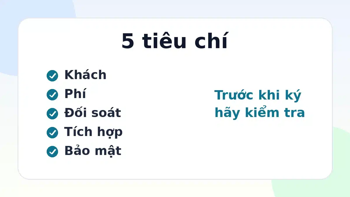Checklist checkout gồm thông tin giá, validation, security và confirmation
