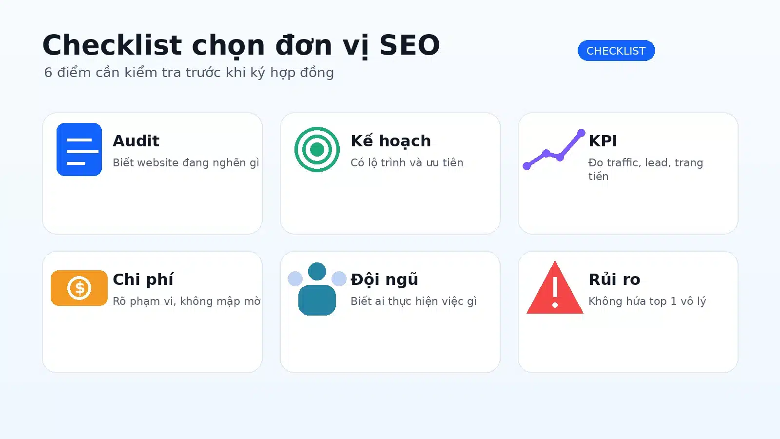 Checklist chọn công ty SEO theo phương pháp quyền tài khoản và bàn giao