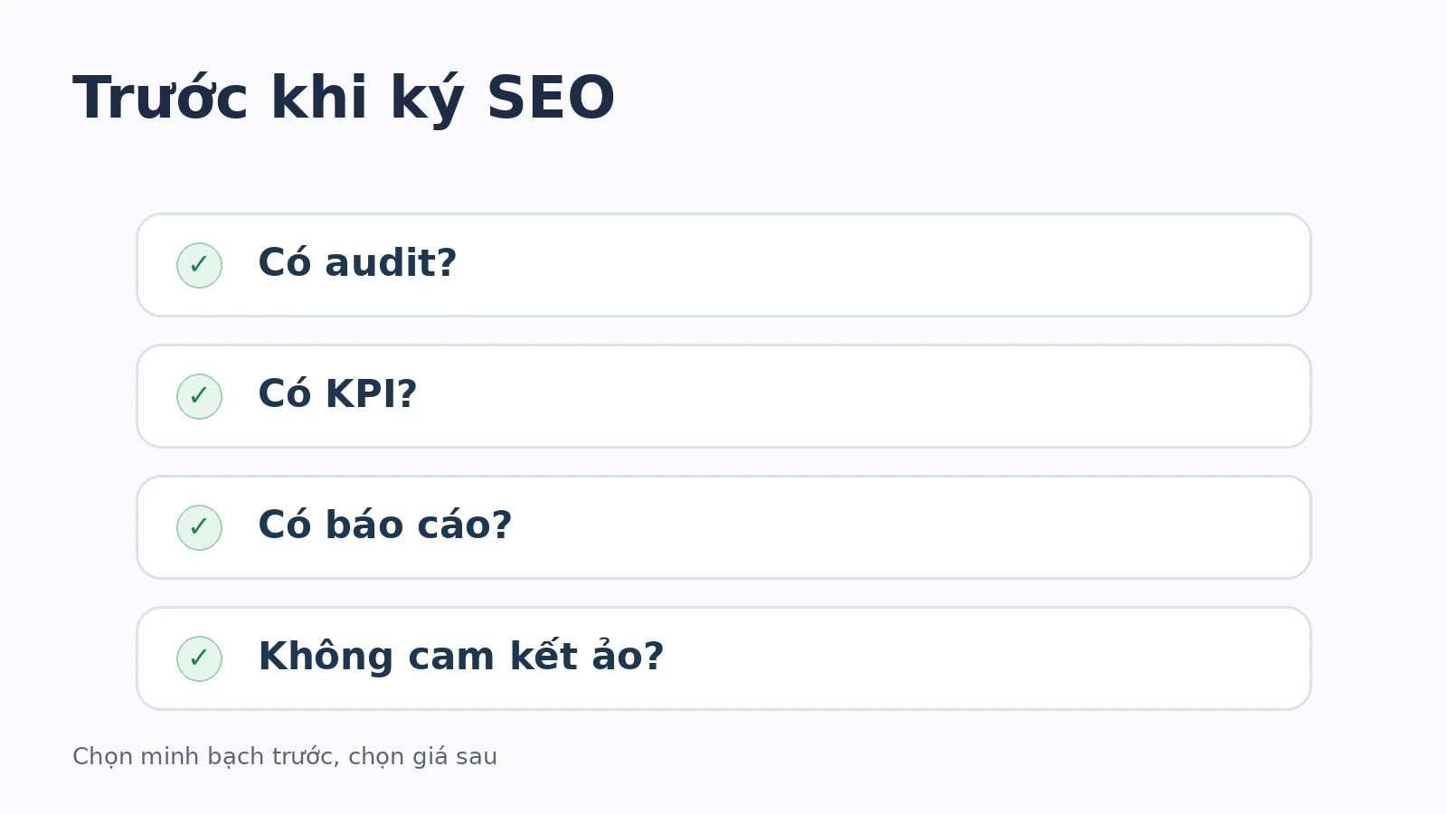 Checklist kiểm tra báo giá và hợp đồng SEO