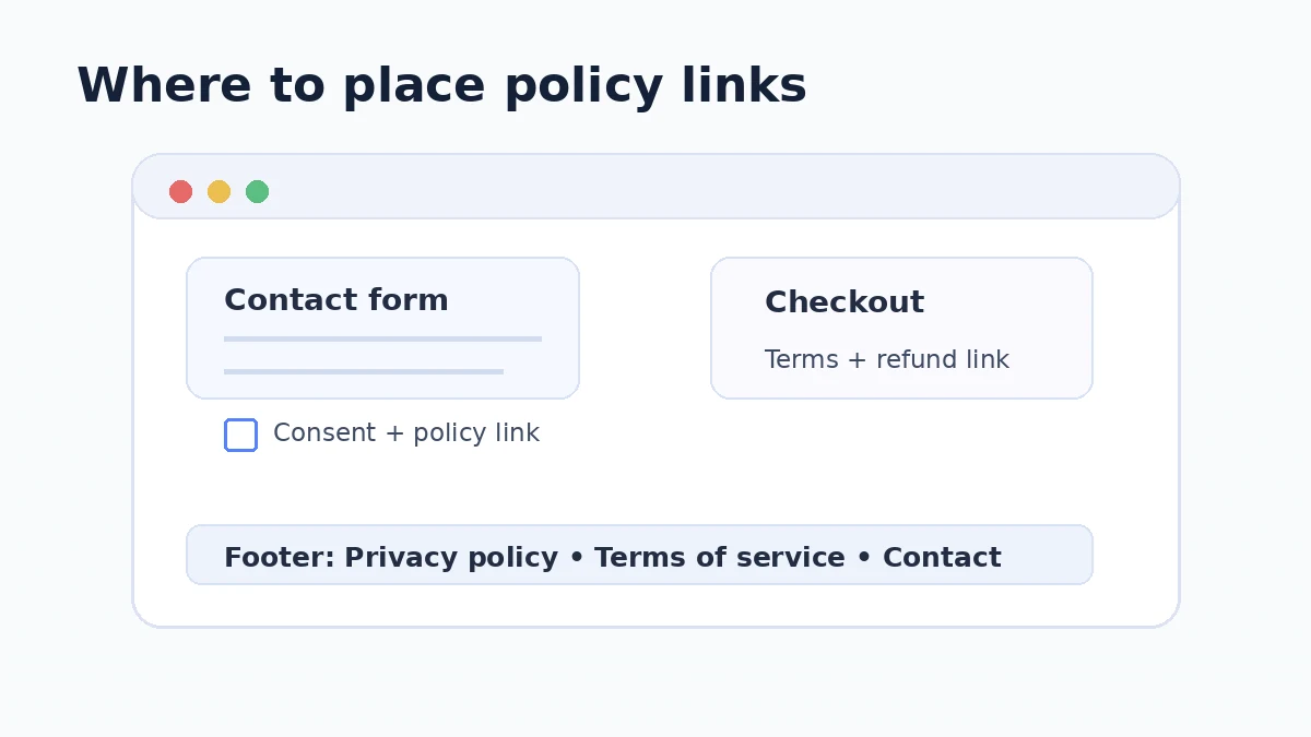 Vị trí nên đặt link chính sách bảo mật trên website